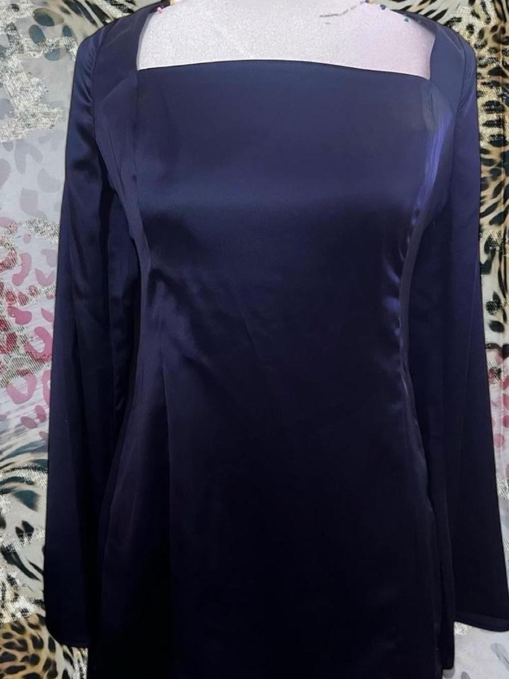 Target Navy Square-Neck Long-Sleeve Dress